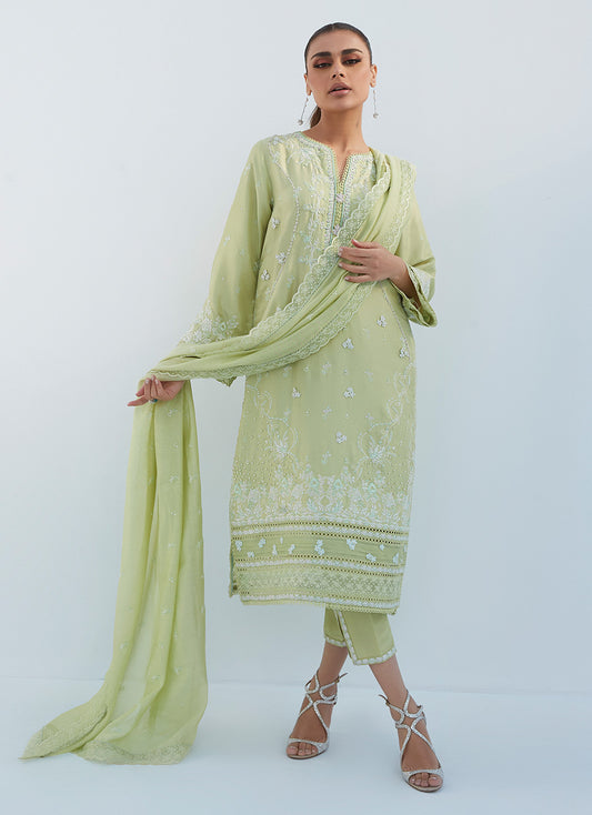 Judie Apple Green Shirt And Dupatta