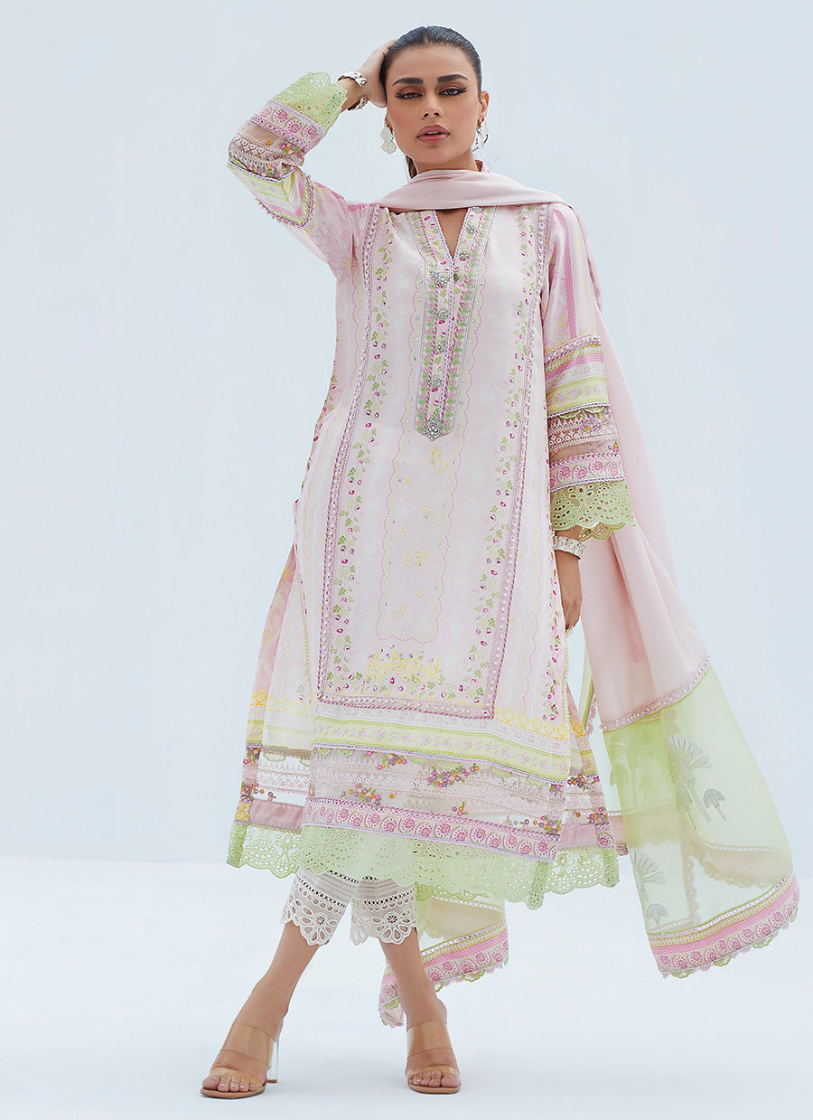 Delphi Pink Shirt And dupatta