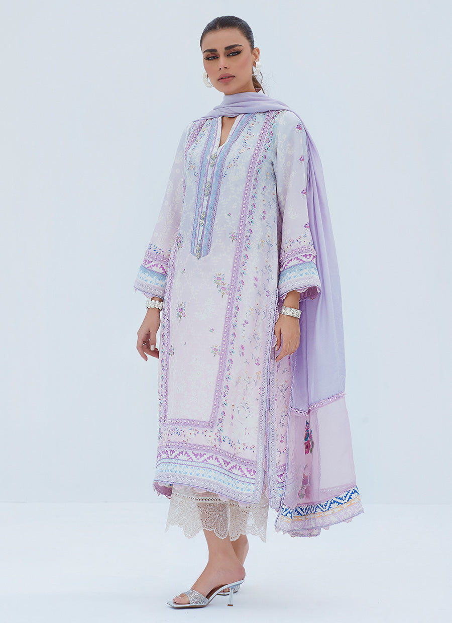 Liz Lilac Shirt And Dupatta