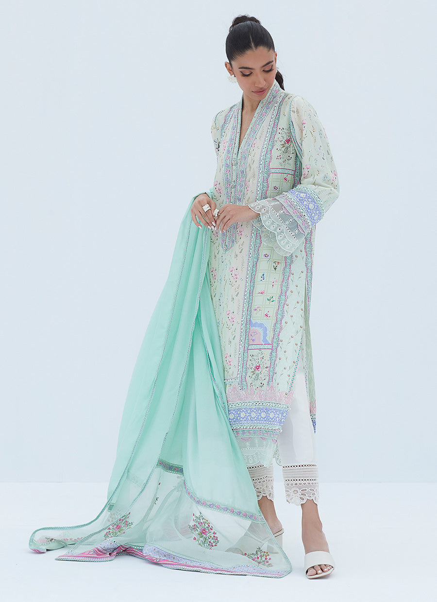 Amanda Aqua Shirt And Dupatta