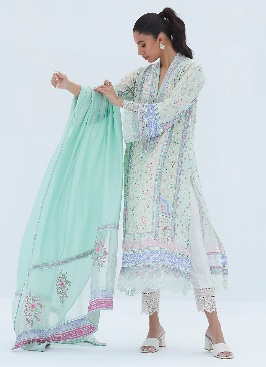 Amanda Aqua Shirt And Dupatta