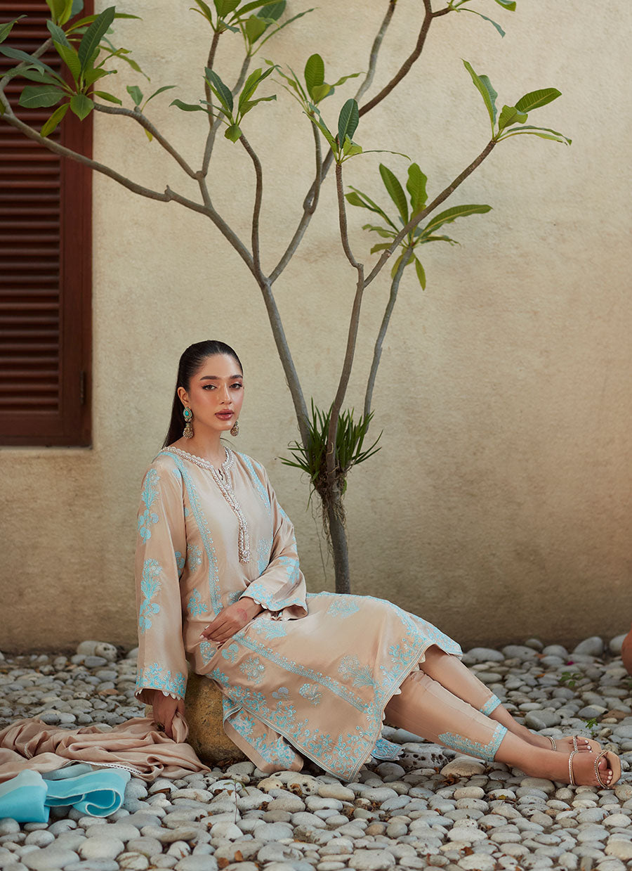 Mindi Beige Shirt and Dupatta