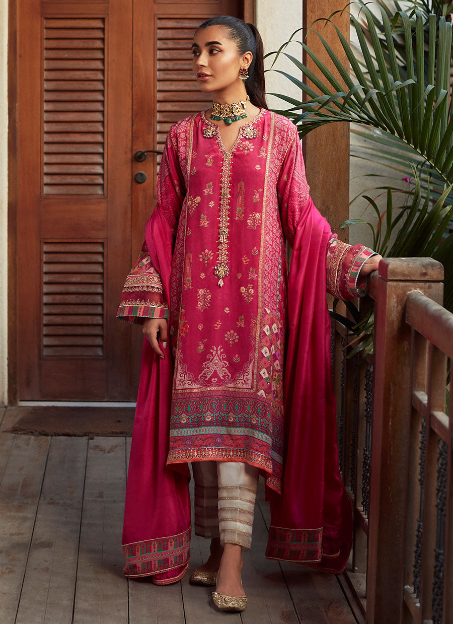 Dinaal Magenta Shirt and Dupatta