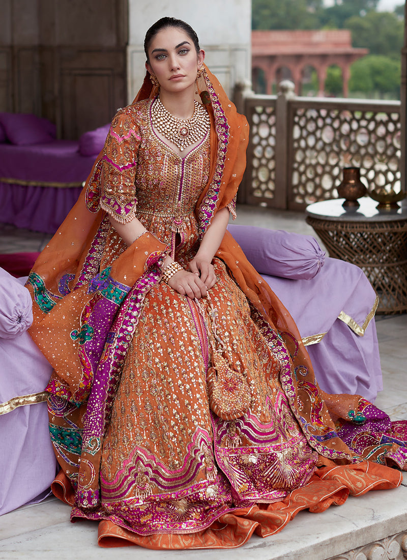Imaan Mehndi Rust Kalidaar Bridal