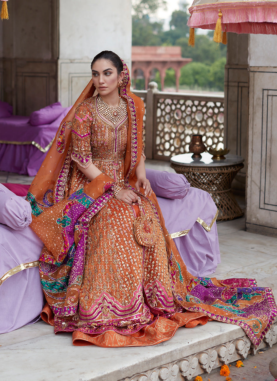 Imaan Mehndi Rust Kalidaar Bridal