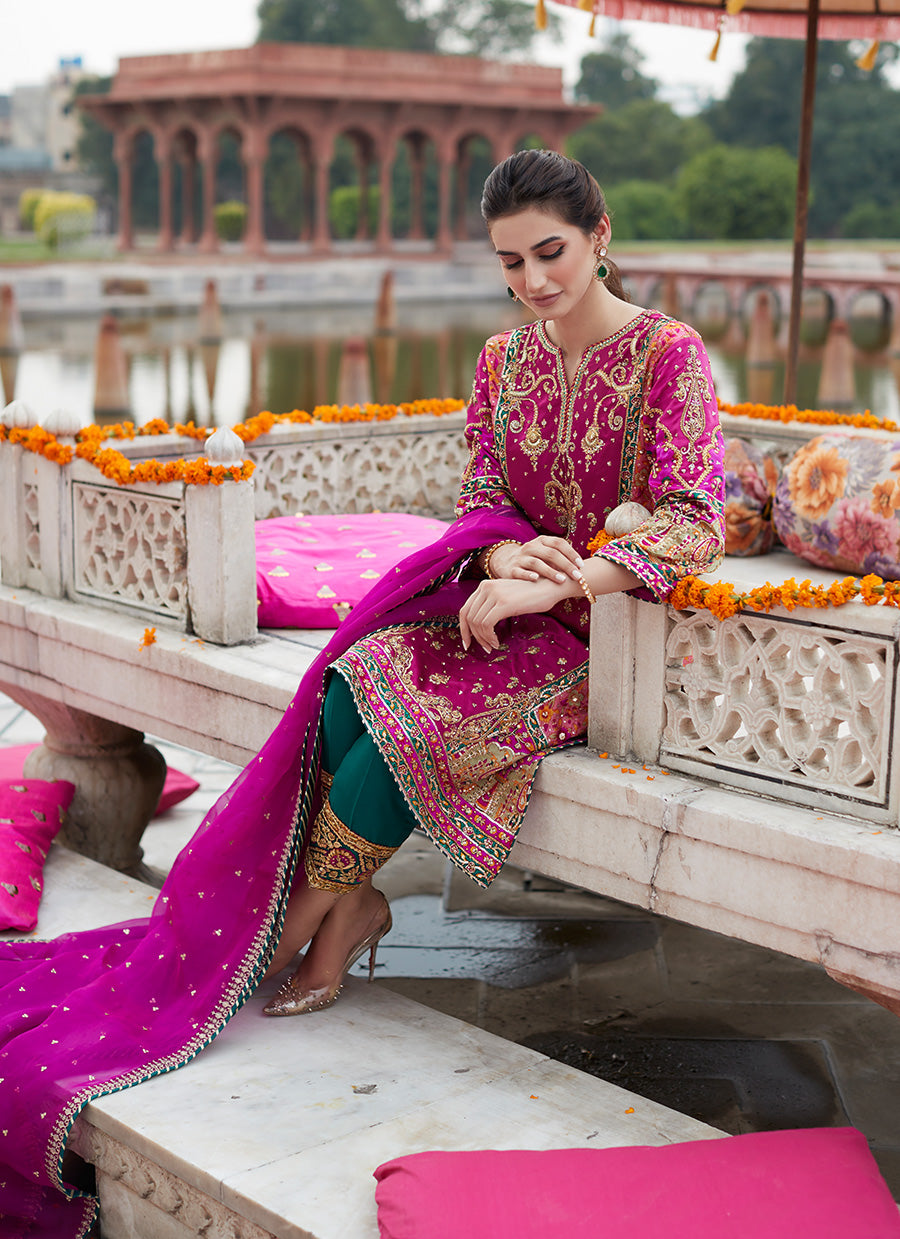 Zahra Mehndi Magenta BP Kurta