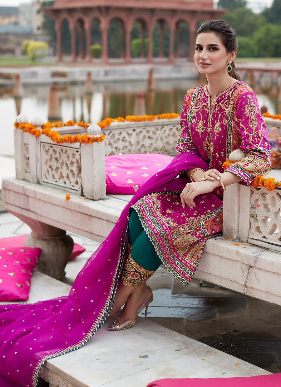 Zahra Mehndi Magenta BP Kurta