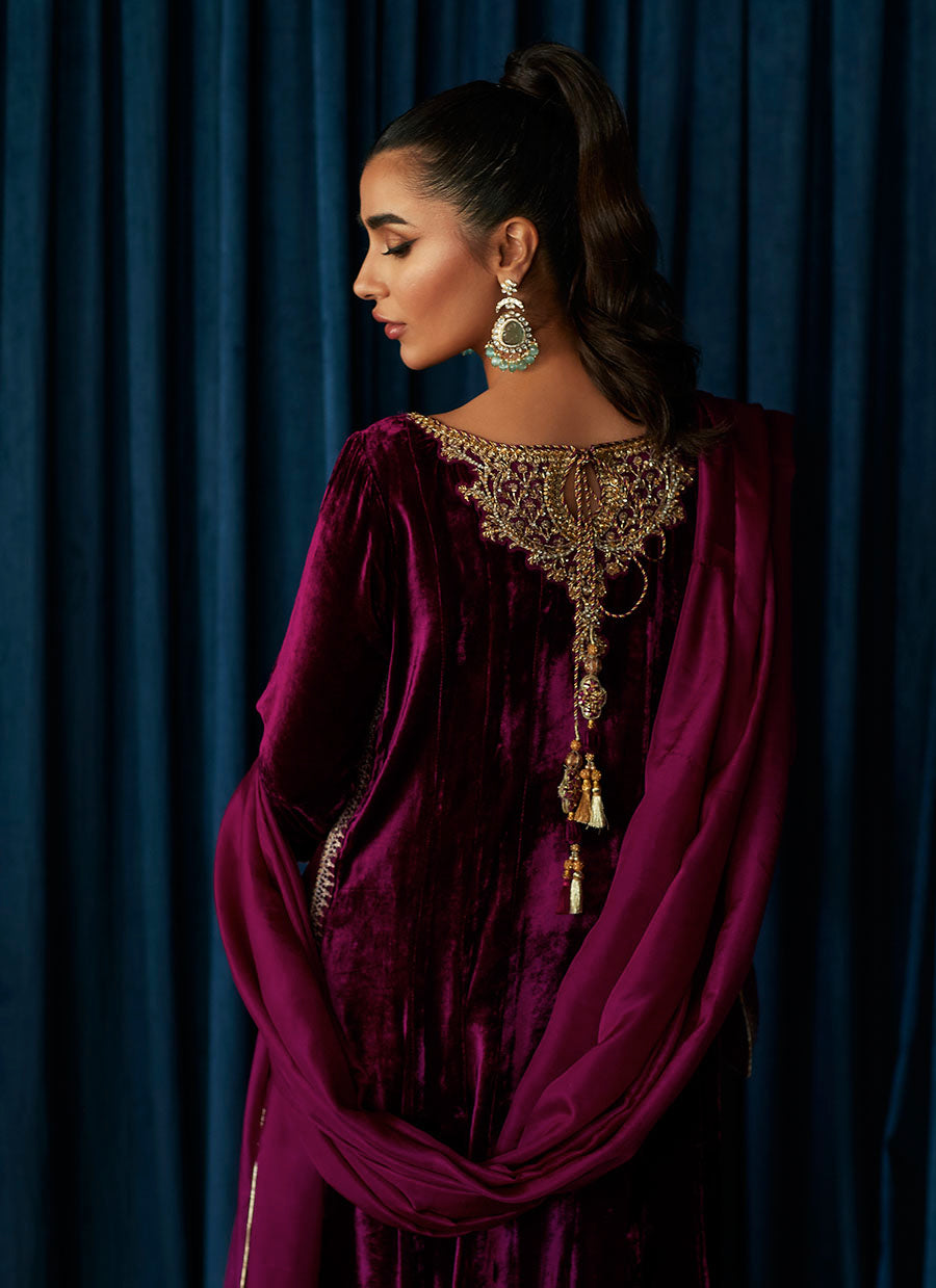 Kay Aubergine Shirt and Dupatta